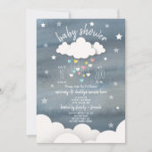 Clouds Hearts + Stars Neutral Baby Shower Invitation (Front)
