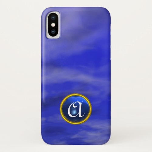 CLOUDS IN THE BLUE SKY SAPPHIRE GEM STONE MONOGRAM iPhone X CASE