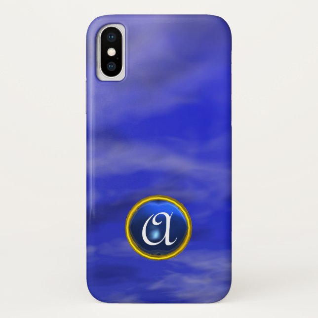 CLOUDS IN THE BLUE SKY SAPPHIRE GEM STONE MONOGRAM Case-Mate iPhone CASE (Back)