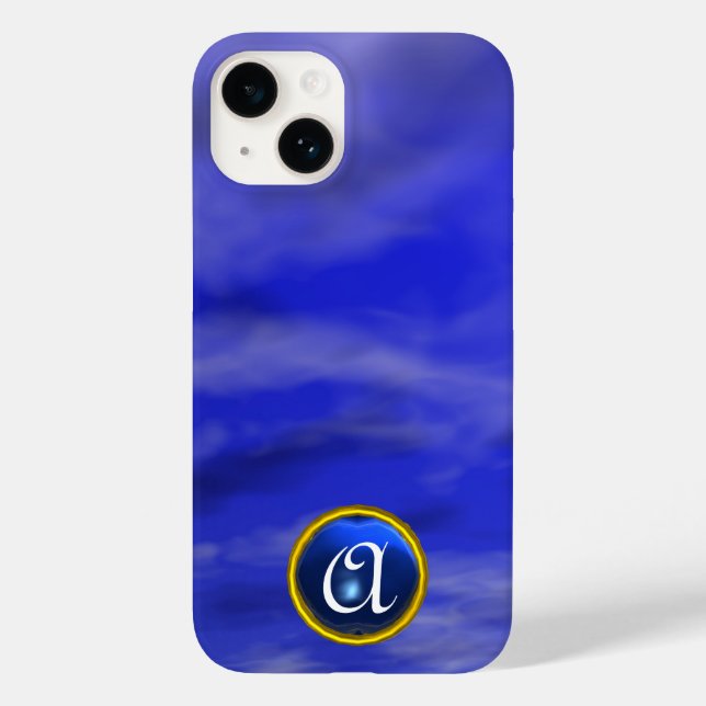 CLOUDS IN THE BLUE SKY SAPPHIRE GEM STONE MONOGRAM Case-Mate iPhone CASE (Back)