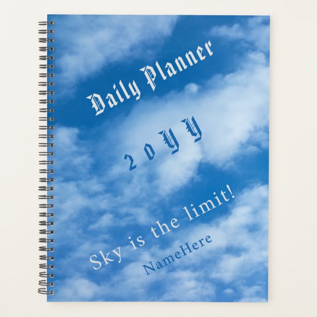 Clouds in the Sky Blue and White Personalized  Planner (Front)