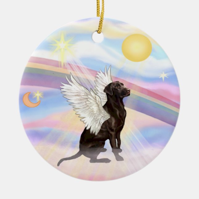 Clouds - Labrador Angel (Chocolate) Ceramic Ornament (Front)