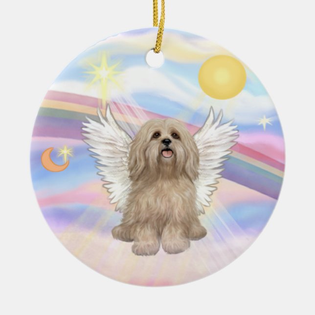 Clouds - Lhasa Apso (cream) Ceramic Ornament (Front)