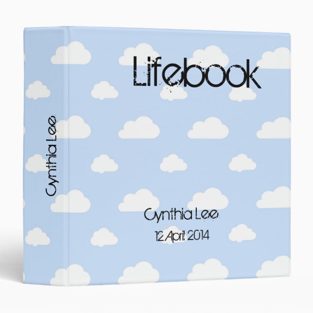 Clouds Lifebook Foster Care Adoption 3 Ring Binder (Front/Spine)
