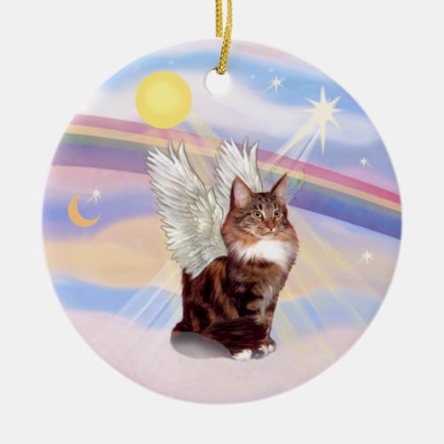 Clouds _ Maine Coon Tabby Cat Angel Ceramic Ornament