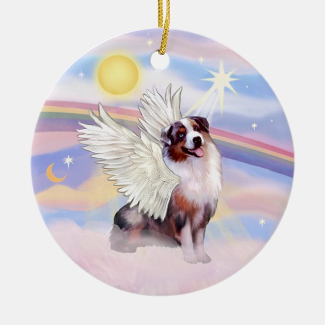 Clouds - Merle Australian Shepherd Angel (#1) Ceramic Ornament (Front)
