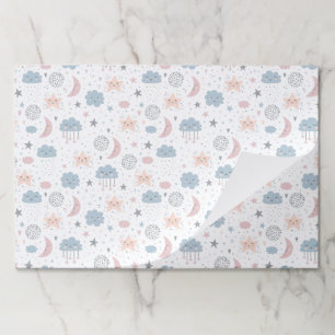 Clouds Moon Stars Paper Placemats, Celestial Mats
