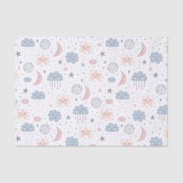 Clouds Moon Stars Tissue Paper (Front)