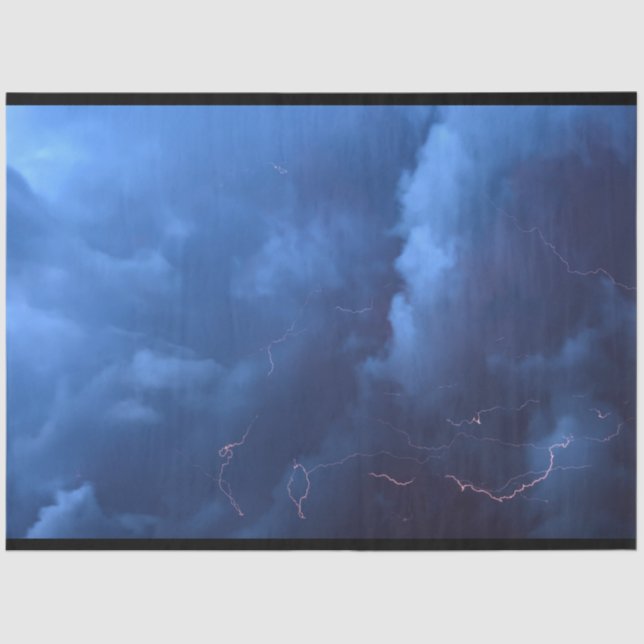 Clouds Night Sky Lightening Decoupage Tissue Paper (Front)