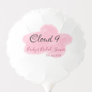 Clouds nine red pastel bridal shower namedate balloon