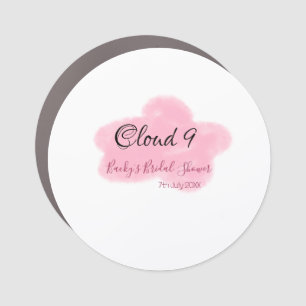 Clouds nine red pastel bridal shower namedate car magnet