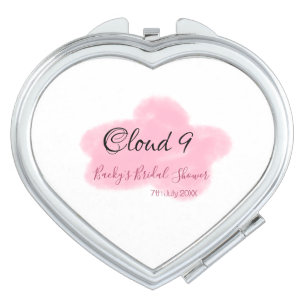 Clouds nine red pastel bridal shower namedate compact mirror