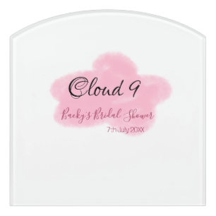 Clouds nine red pastel bridal shower namedate door sign