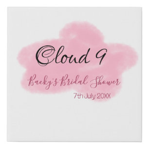 Clouds nine red pastel bridal shower namedate faux canvas print
