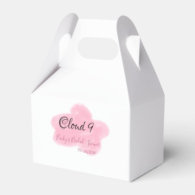 Clouds nine red pastel bridal shower namedate favor boxes (Front Side)