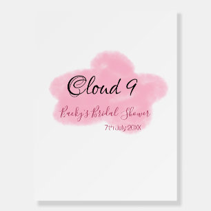 Clouds nine red pastel bridal shower namedate foam board