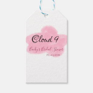 Clouds nine red pastel bridal shower namedate gift tags