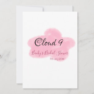 Clouds nine red pastel bridal shower namedate invitation