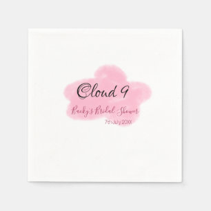 Clouds nine red pastel bridal shower namedate napkins