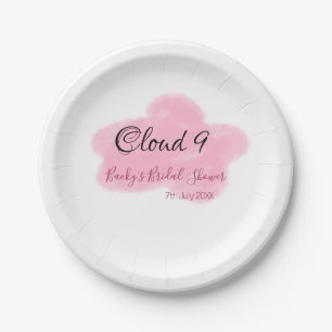 Clouds nine red pastel bridal shower namedate paper plates