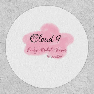 Clouds nine red pastel bridal shower namedate patch