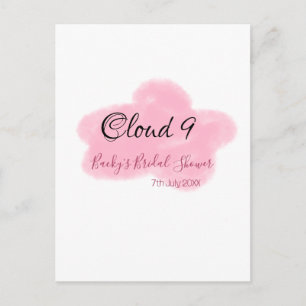 Clouds nine red pastel bridal shower namedate postcard