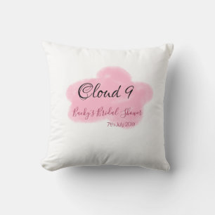 Clouds nine red pastel bridal shower namedate throw pillow