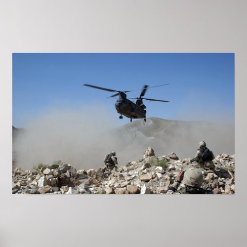 Clouds of dust kicked up by the rotor wash poster