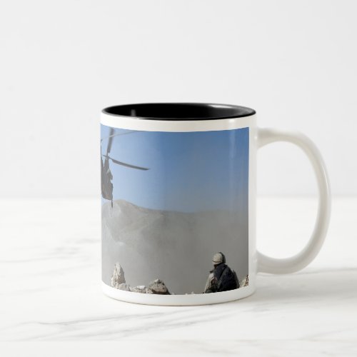 Clouds of dust kicked up by the rotor wash Two_Tone coffee mug