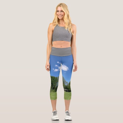 Clouds of the Day Series by AskStudio Capri Leggings