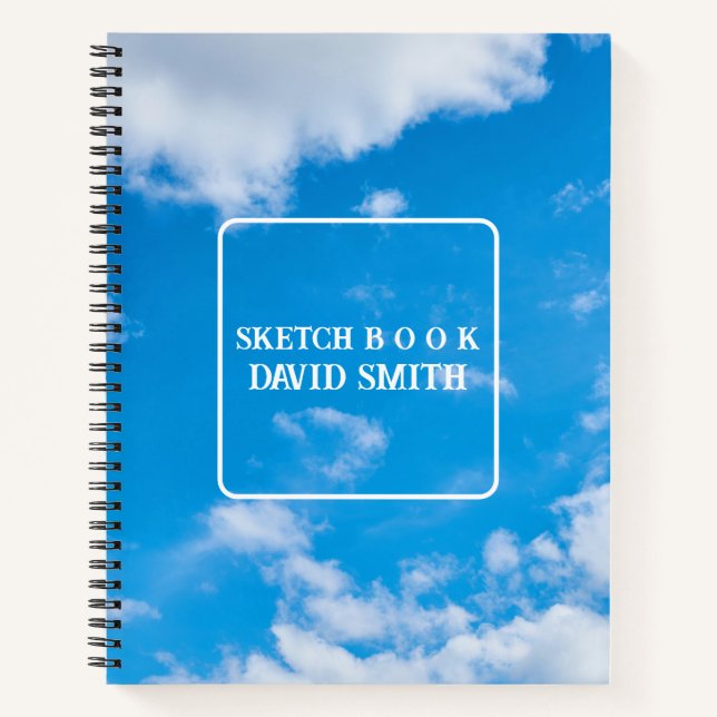 Clouds on a blue sky Coloring Name Notebook (Front)
