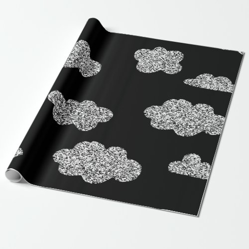 clouds on black background wrapping paper