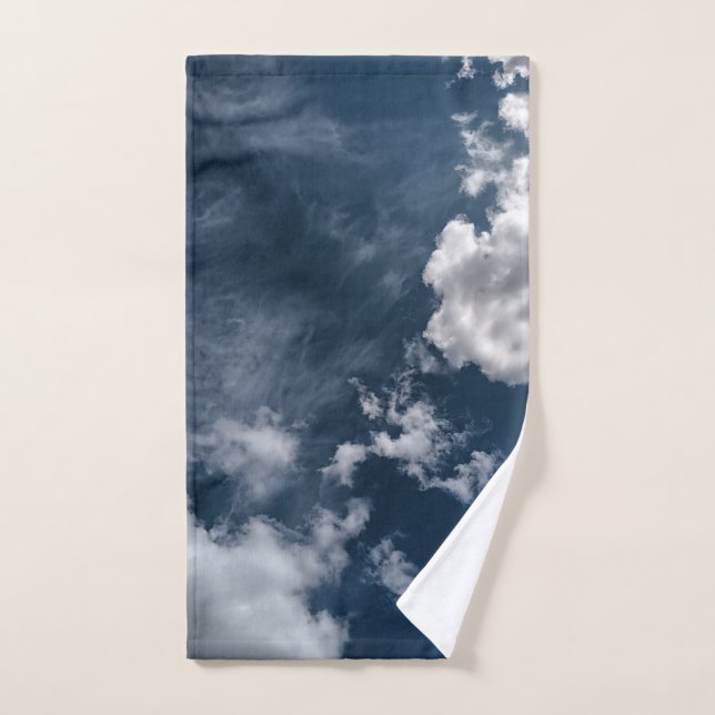 Clouds, on dark blue background hand towel  (Hand Towel)