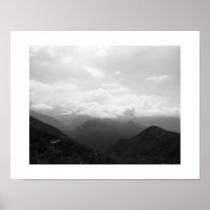 Clouds on the Hills Black and White Photography Poster