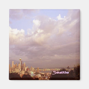 Clouds over beautiful Seattle magnet