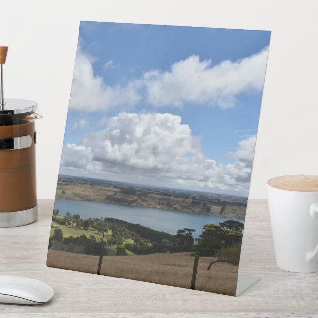 Clouds over Lake Gnotuk Camperdown  Pedestal Sign (In SItu)