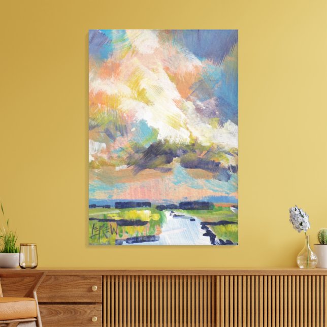 Clouds Over Marsh Painting / Artist Larry Lerew Canvas Print (Insitu(LivingRoom))