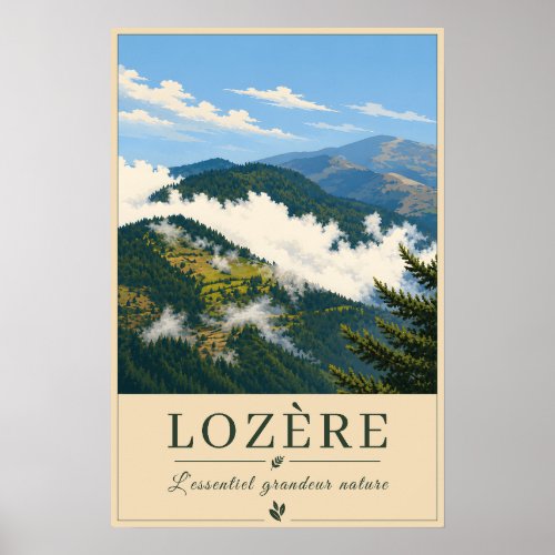 Clouds Over the Mountain Forest Poster