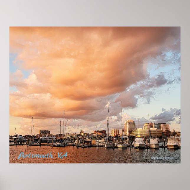 Clouds over Tidewater Yacht Marina Portsmouth VA Poster (Front)