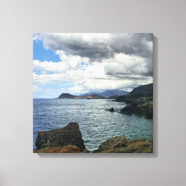 Clouds Photo to Canvas Print with Ocean Landscape (Front)