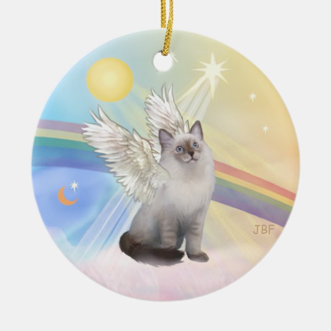 Clouds - Ragdoll Cat Angel Ceramic Ornament (Front)