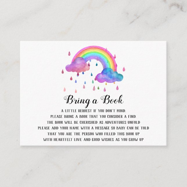 *~* Clouds Rain Drops Rainbows Bring a Book Enclosure Card (Front)