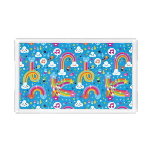 clouds rainbows rain drops hearts pattern acrylic tray