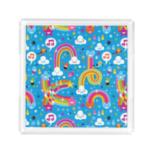 clouds rainbows rain drops hearts pattern acrylic tray