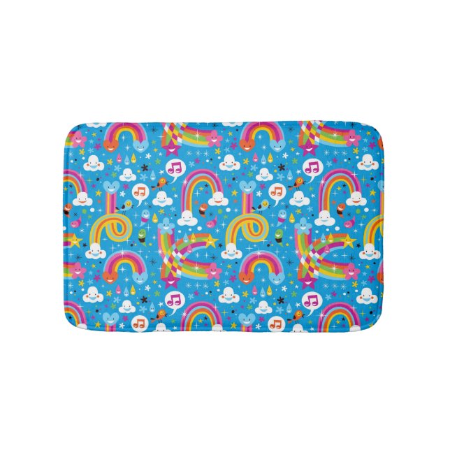 clouds rainbows rain drops hearts pattern bathroom mat (Front)