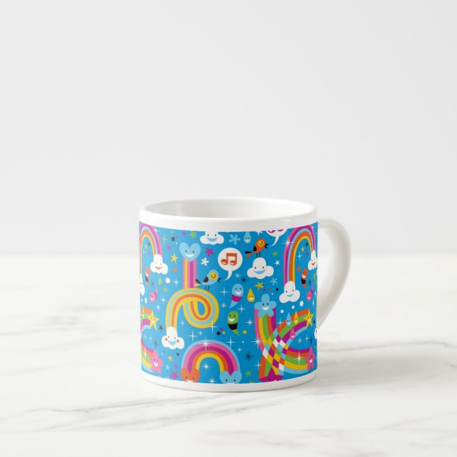 clouds rainbows rain drops hearts pattern espresso cup (Front Right)