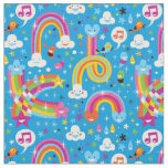clouds rainbows rain drops hearts pattern fabric