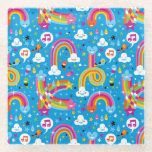 clouds rainbows rain drops hearts pattern glass coaster