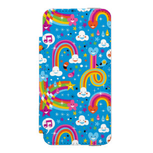 clouds rainbows rain drops hearts pattern wallet case for iPhone SE/5/5s