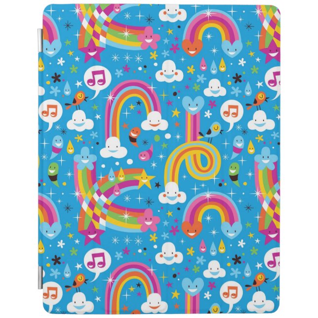 clouds rainbows rain drops hearts pattern iPad smart cover (Front)